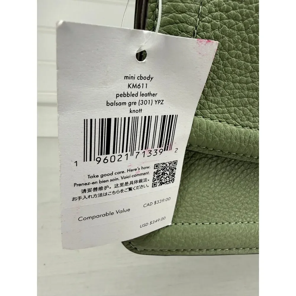 Kate Spade Knott Mini Crossbody Bag Balsam Green Pebbled Leather NWT KM611